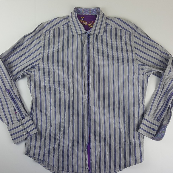 ROBERT GRAHAM Floral Embroid Button Shirt Flip Cuf - Picture 1 of 5